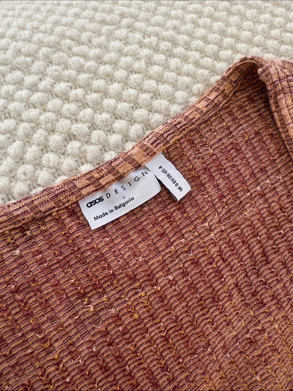 ASOS Rust Multi Ribbed Square-Neck Long-Sleeve Bodysuit - Picture 2 of 2